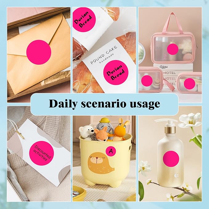 PARLAIM 2 Inch Round Adhesive Color-Code Dot Stickers,4Rolls/2000 per Rolls dots Label Dispenser Box, Circle Stickers Label Inch Coding Labels (Fluorescent Pink)