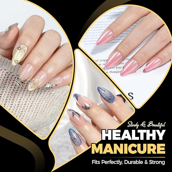 UNA GELLA Medium Almond Nail Tips, Almond Gel Nail Tips, 240pcs Pre Etched Soft Gel Full Cover Press on Clear Acrylic Fake Nails for Nails Extensions No C Curve DIY Salon at Home 12 Sizes