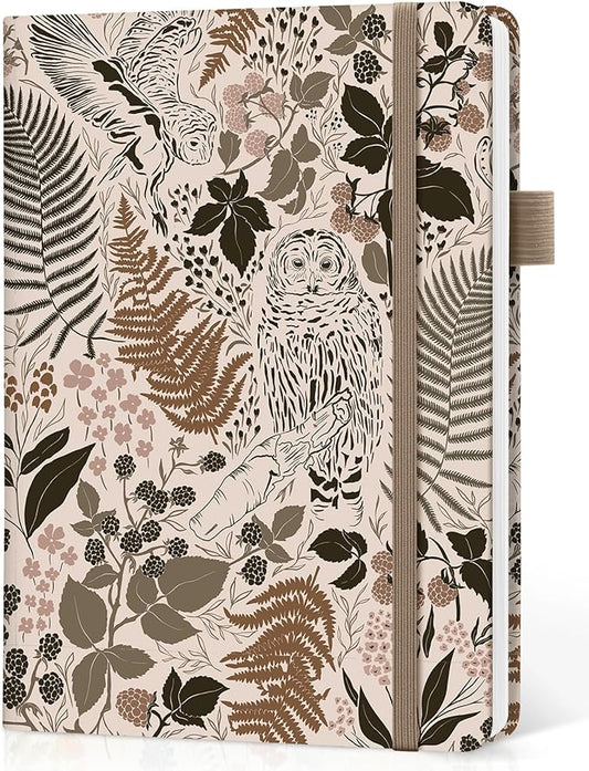 Dotted Journal Notebook for Women & Men, Hardcover Leather Journal for Writing, A5 Dotted Journaling Notebook for Work & Sketching, Perfect for Office School Home Supplies, 160 Pages, Magical Forest