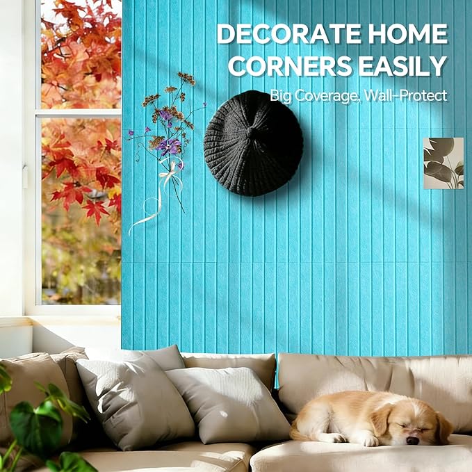 Large Felt Bulletin Board Cork Board Alternative with Safe Removable Adhesive Tabs, Wall Bulletin Board for Home Office Classroom Pin Board (Sky Blue, Fine-Stripe 12-Pack)