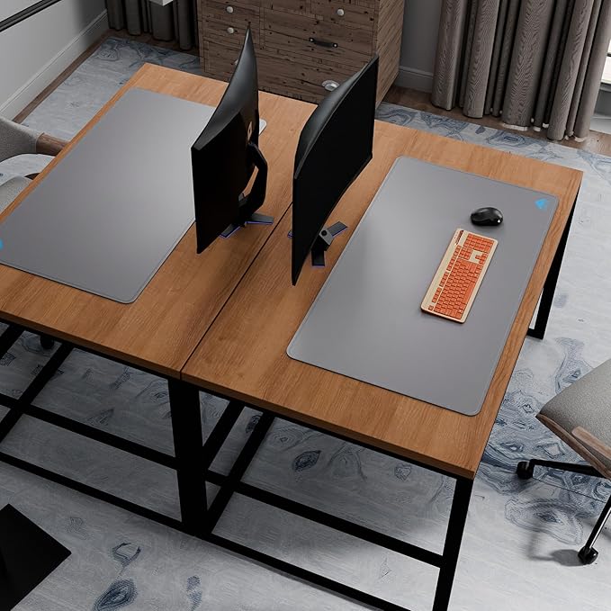 Cacoy 36 x 20 inch Large Gaming Mouse Pad with Stitched Edges, Extended Mousepad with Micro-Weave Cloth, Non-Slip Base Desk Matt for Desktop, Water Resist Keyboard Pad for Gamer, Office & Home, Grey
