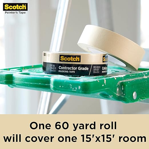 Scotch Painter's Tape Contractor Grade Masking Tape, 6 Rolls, 1.88 in x 60.1 yd, Holds to Surfaces For Up to 3 days, Removes Easily Without Leaving Sticky Residue, Interior & Exterior Use (2020-48TP6)