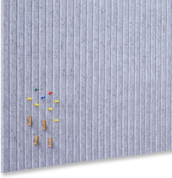 YOUDEFUL 47" x 35" Large Felt Bulletin Board, Light Grey | 12 Pcs Self-Adhesive Cork Board Alternative, Pin Boards for Wall Decor, Home, Office, Classroom,Dorm