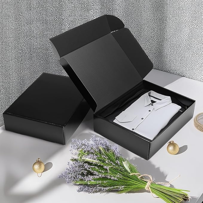 Rempry 6 Pack 12x9x3 Black Shipping Boxes, Large Cardboard Mailer Boxes for Small Business Shipping Packaging