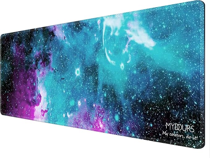 Mydours XXL Gaming Mouse Pad 48x16 Inches, Extra Large Mouse Pad with Fabric & Non-Slip Rubber, Desk Pad for PC Gaming & Office Workspace, Desk Pad for Keyboard & Computer Accessories (Universe)