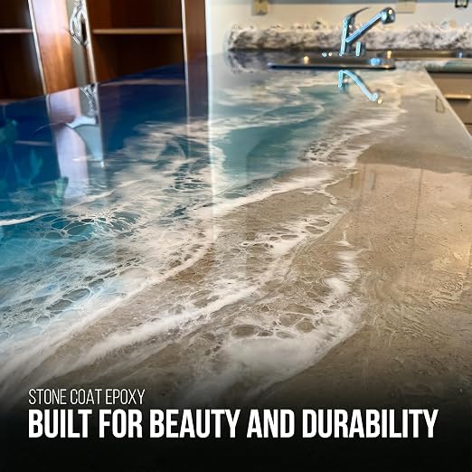 Stone Coat Countertops Epoxy Resin Kit for Countertops, Bar Tops, 1/2 Gal | UV, Scratch & Heat Resistant, Food Safe for Kitchen Countertop, Tabletop, Shower Walls, Bar Top, & Art Craft Projects