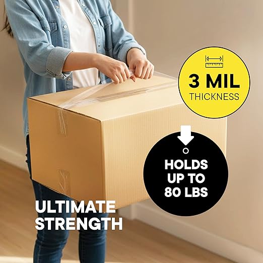 Heavy Duty Clear Packing Tape Refills for Dispenser, 1.88 in x 54.6 Yd, Shipping Tape with 3'' Core, Pack of 12