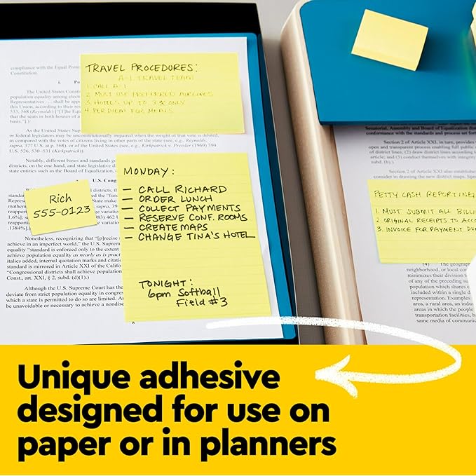 Post-it Notes, 3x3 in, 6 Pads, America's #1 Favorite Sticky Notes, Canary Yellow, Clean Removal, Recyclable (630-6PK)