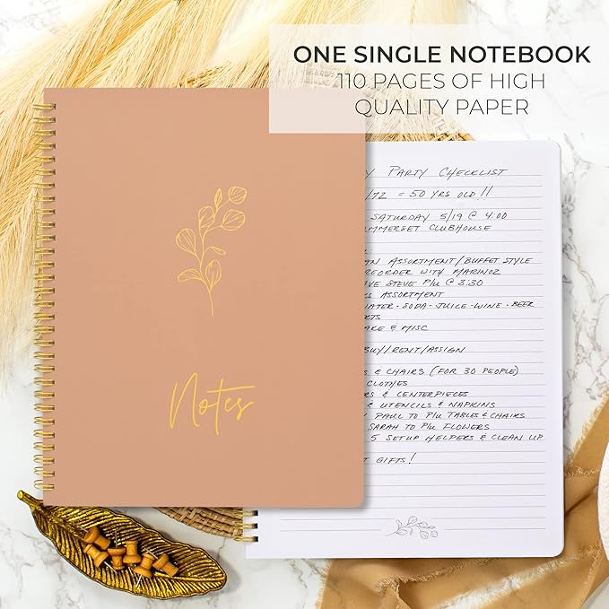 ZICOTO Aesthetic Spiral Notebook Journal For Women - Cute Pink 10.5 x 8.5 College Ruled To Do List Notepad With Large Pockets - Perfect to Stay Organized and Boost Productivity at Work or School