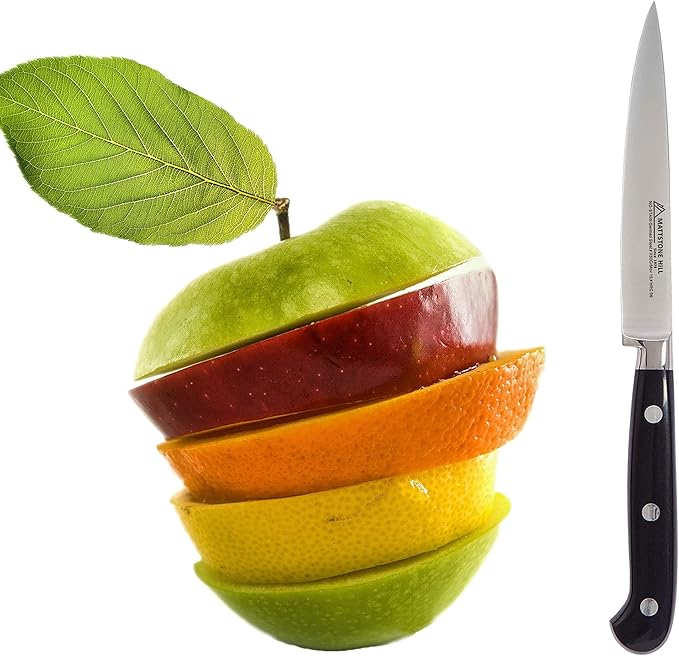 Kitchen Utility Knife - MATTSTONE HILL 4.3" Paring Knife, Vegetable Knife, German Steel, Triple Rivet Handle
