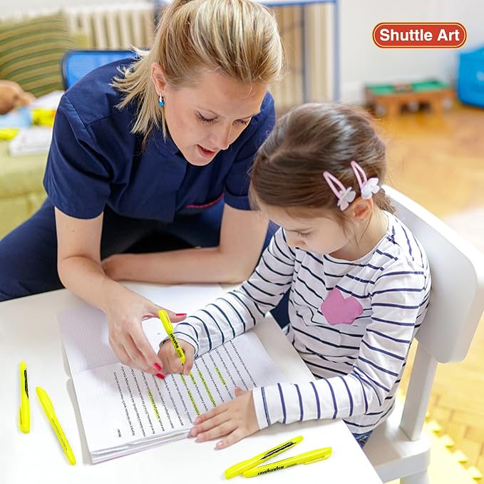 Shuttle Art Yellow Highlighters, 30 Pack Highlighters Bright Colors, Chisel Tip Dry-Quickly Non-Toxic Highlighter markers for Adults Students Highlighting in Home School Office