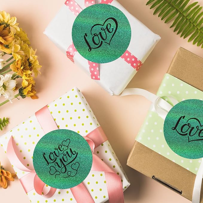 3 Inch Holographic Thermal Labels,Round Thermal Printer Labels,Waterproof Thermal Printer Stickers for DIY Logo Design,Name Tag,QR Code,Thanks Card 150 Labels/Roll (Green dots)