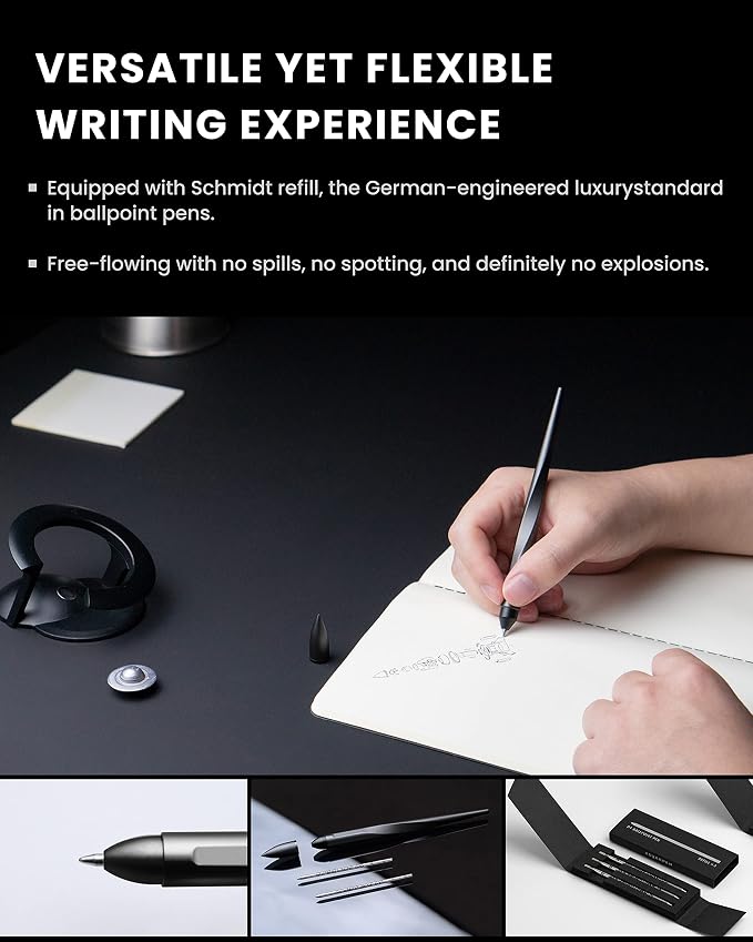 novium Hoverpen Interstellar - Space Black, Ballpoint Pen | Unique Conversational Starter, Premium Futuristic Design, Precision Flow Ink, Schmidt Ballpoint Cartridges
