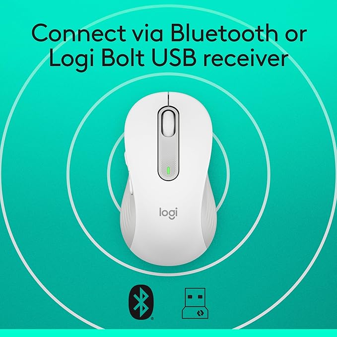 Logitech Signature M650 L Full Size Wireless Mouse - for Large Sized Hands, 2-Year Battery, Silent Clicks, Customizable Side Buttons, Bluetooth, for PC/Mac/Multi-Device/Chromebook - Off White