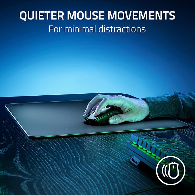 Razer Atlas Tempered Glass Gaming Mouse Mat: Ultra-Smooth Micro-Etched Surface - Dirt and Scratch-Resistant - Anti-Slip Base - Quiet Mouse Movements - Black (Renewed)
