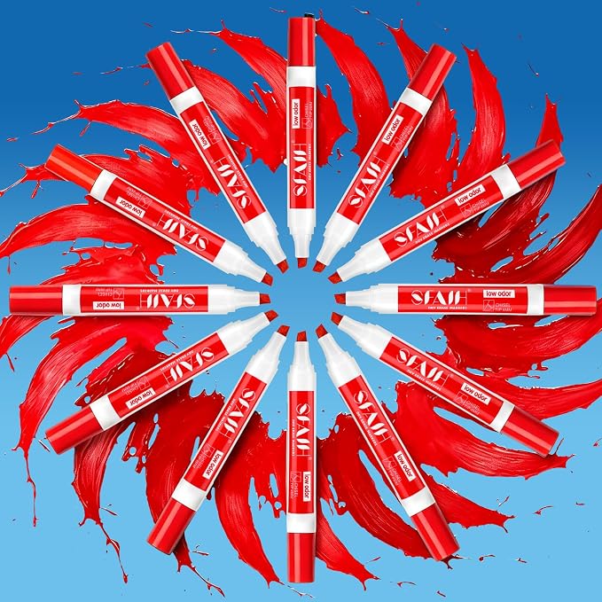 SFAIH Chisel Tip Dry Erase Markers, 36 Pack, Red, with Magnetic Eraser | 1s Quickly Dry, Low Odor, Non-Toxic Ink, White Board Markers for Office, Essential Supplies for Teachers, Back to School