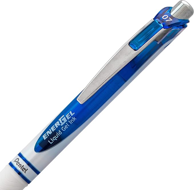 Pentel EnerGel Pearl Retractable Liquid Gel Pen, Needle Tip (0.7mm) Medium Line, Blue Ink, 2-Pk (BLN77WBP2C)
