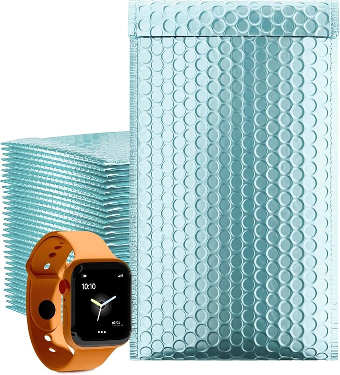 Metallic Bubble Mailers 8.5 x 11 Inches Aqua Ice, 200 Pack Heavy Style Padded Envelopes for Shipping, Mailing, Packaging Protection
