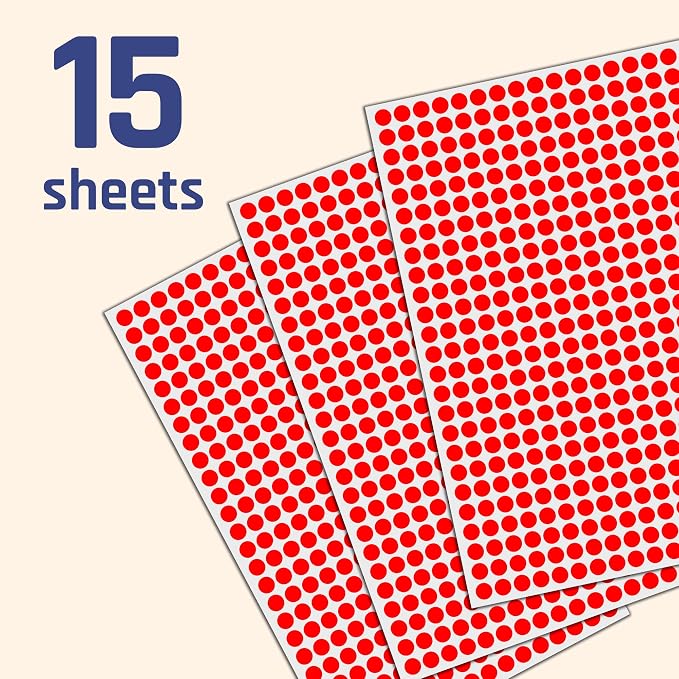 6000 Pack - 1/4" Small Dot Stickers Round Labels - Red