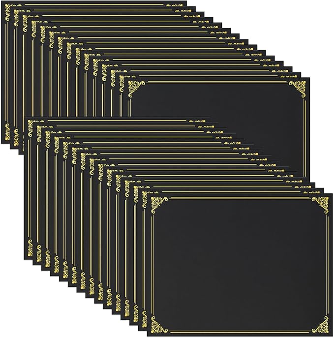 Ndsox 30 Packs Black Certificate Holders, Graduation Diploma Holders, 350GSM, Diploma Covers with Gold Foil Border for Letter Size 8.5" x 11" Award Certificate Paper, Cardstocks and Documents