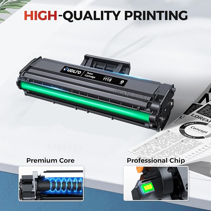 MLT-D111S Toner Cartridge High Yield Compatible for Samsung 111S 2-Pack | 111L MLT-D111S MLT-D111L to use with Samsung Xpress M2020W M2070FW M2070W M2022W M2024W M2020 M2071 M2026W Printers (Black)