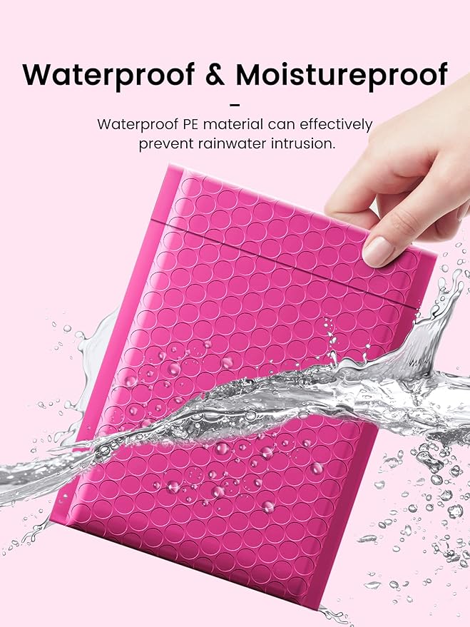 GSSUSA 100 Pack Bubble Mailer 6x10 Inches Padded Mailers Usable Size 6X9" Bubble Envelopes Small Envelope Bags Shipping Bag Bulk Pack Self Seal Package Packing Business Supplies, Pink