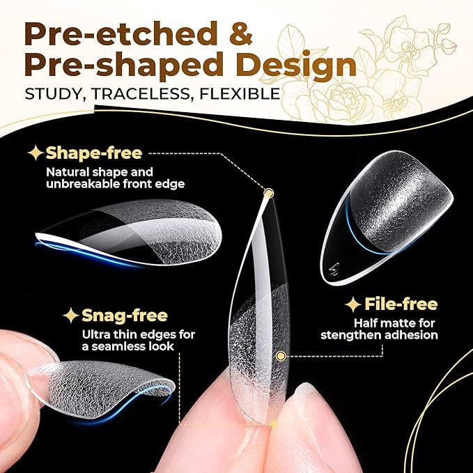 UNA GELLA Short Almond Nail Tips: 504PCS Short Fake Nails Soft Press On Gel Nail Tips Pre Shaped Almond Shape Home Nail Extension Full Cover, 12 Sizes Acrylic Gelly Tips
