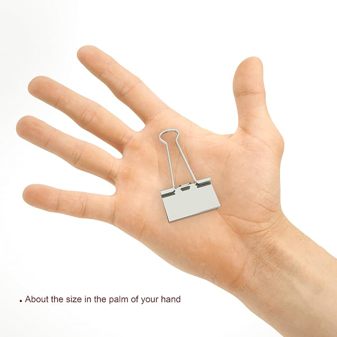 Nctinystore Binder Clips Medium Metal Clamp - 1-1/4 in (1.25 inch) (Silver, 24-Count)