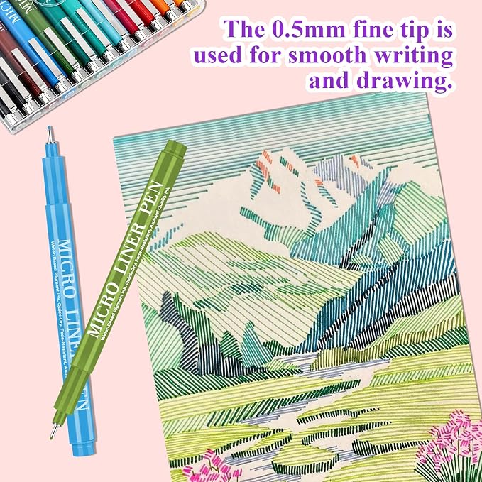12 Colors Micro Waterproof Fine Point Pen