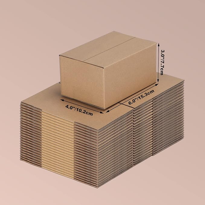 Edenseelake 40 Pack 6x4x3 inches Shipping Boxes Small Cardboard Boxes for Packing, Moving, Mailing, Brown