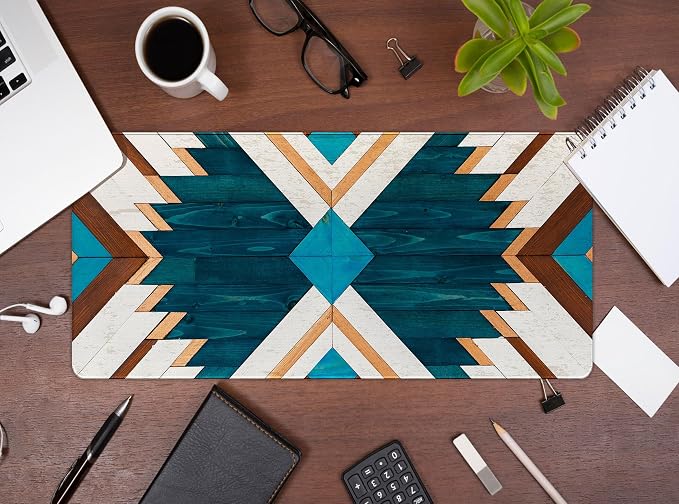 UTELKA Western Desk Mat, Western Desk Accessories for Office Dorm 23.6x11.8 | Western Mouse Pad, Cowboys Desk Accessories, Aztec Rug Desk Mat, Retro Gaming Large Mousepad,Western Office Decor