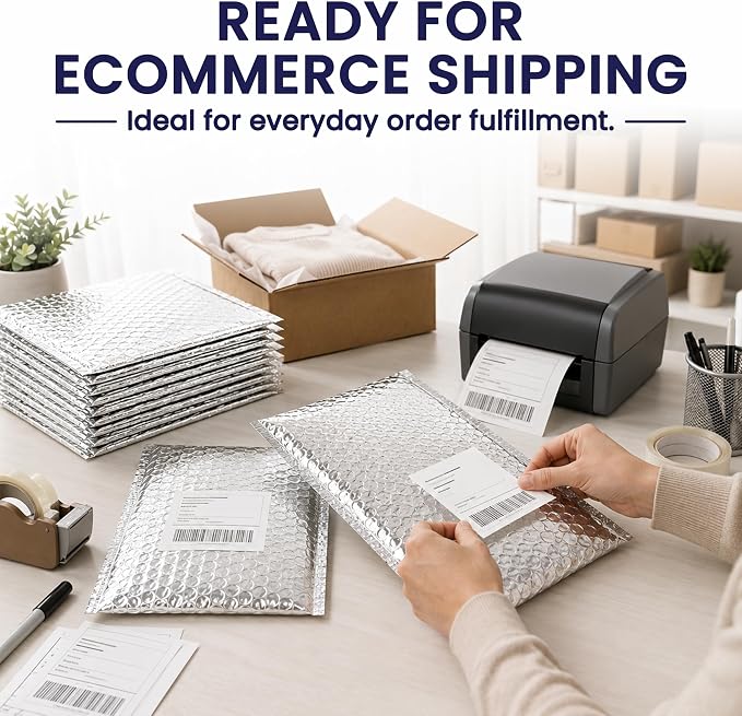 Waterproof Insulated Foil Thermal Bubble Mailers 8x11, 200-Pack | For cosmetics, supplements & small perishables. Foil lining keeps items hot or cold.