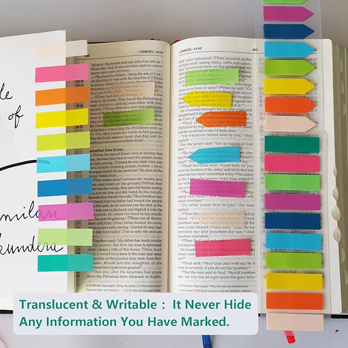 ELII 2400Pcs Sticky Tabs for Annotating Books,Morandi Book Tabs for Binders,Page Markers Clear Writable and Repositionable Book Flags Strip Index Tabs (morandi-2400pcs New)