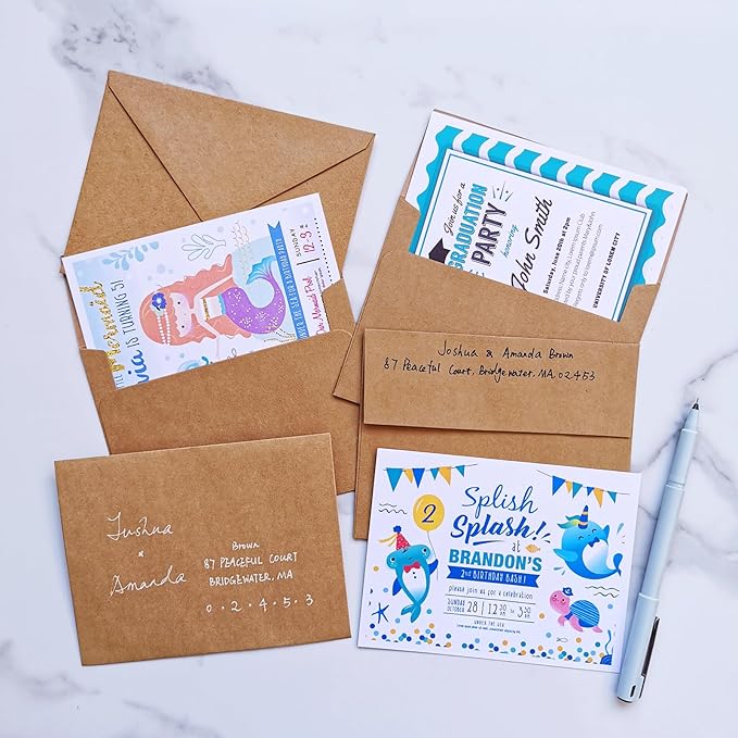 1000 Pcs A2 Invitation Envelopes in Kraft Brown Peel & Press Self Seal 4 3/8 x 5 3/4 Square Flap Envelopes RSVP Return Envelopes 100lb. for Announcement Mailing 4x5 Greeting Cards Photo 1/4 Fold Cards