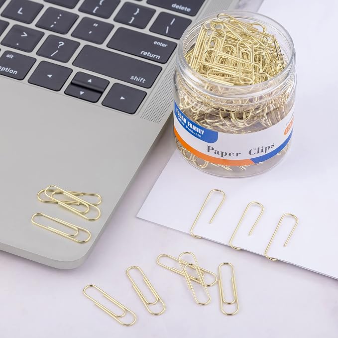 Gold Paper Clips, 300-Count, 1.1 Inch (28mm) Small