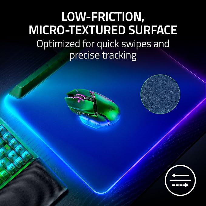 Razer Firefly V2 Pro Fully Illuminated RGB Gaming Mouse Mat: Backlit Design - 15 Zone Chroma Lighting - USB 2.0 Port - Detachable USB Type C Cable - Micro Textured Surface - Anti Slip Base