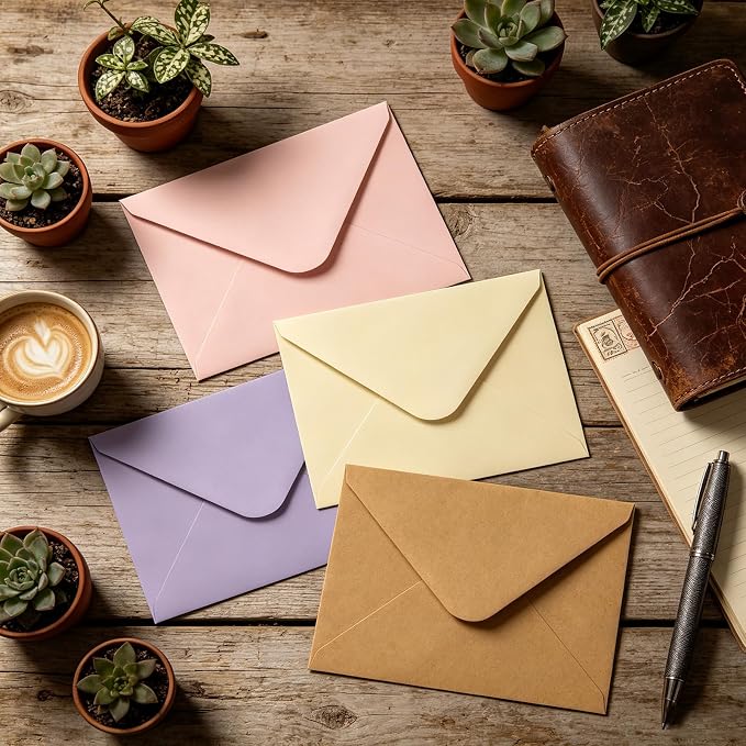 YINUOYOUJIA 4x6 Envelopes A4 Envelopes for Invitations (50, Lavender) | Golden Stickers with Envelopes,Self Seal,for Wedding, Invitations, Photos, Postcards, Greeting Cards, Mailing