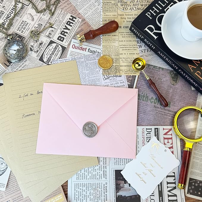 YINUOYOUJIA 50 PCS Pink Specialty Paper Envelopes A7, 5 x 7 Envelopes for Invitation, Great for Wedding Invitation Cards, Photos,Perfect for Birthday, Baby Shower, Graduation, Christmas