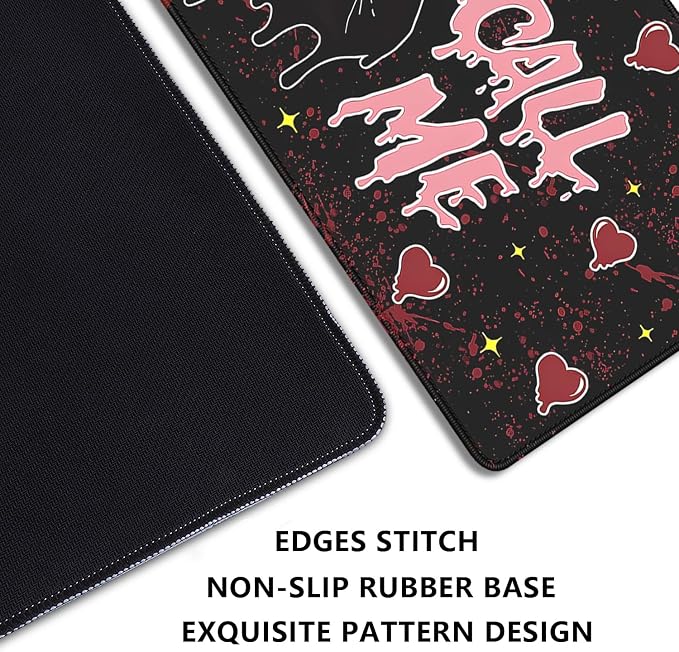 Call Me Mouse Pad Ghostface Desk Pat,Mouse Mat Large Desk Mat for Desktop,Stitched Edges Non-Slip Waterproof Rubber Base Mous Mat for Office Computer Keyboard Laptop and Home(27.5X11.8 in)