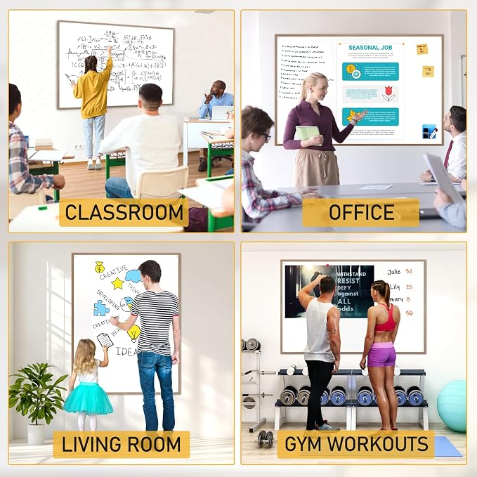 36”x24” Small Dry Erase Board for Wall 3' x 2' Double Sided Magnetic White Board Without Frame for Office, Class, Home