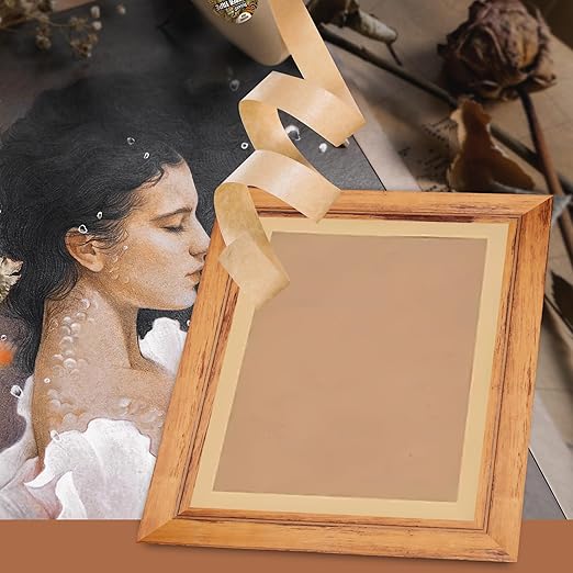 Kraft Paper Tape K49 - Self Adhesive Brown Frame Backing Tape Packing Tape with Oxidation Resistance for Picture Framing, Masking, Sealing and Packaging Use - 1/2inch Wide 180FT Long