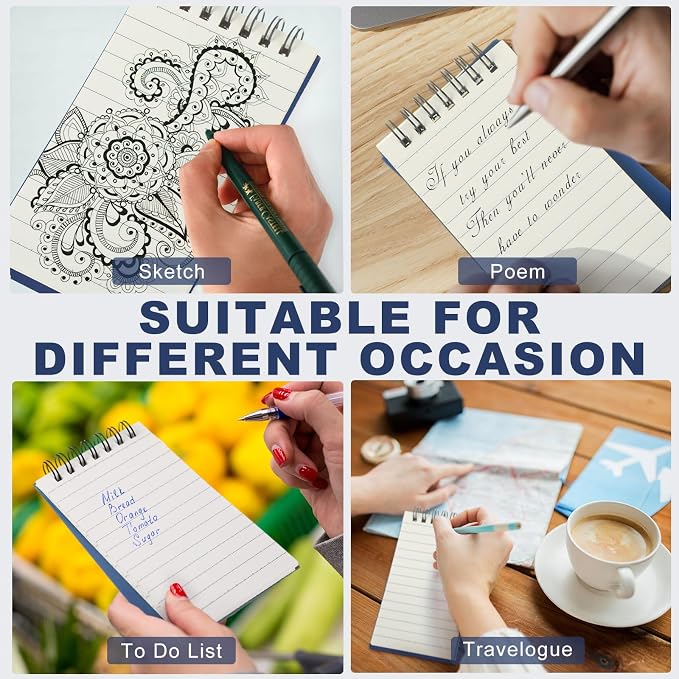 Tenceur 54 Pcs Pocket Notebook Bulk Small 3x5 Inch Spiral Notepads Mini Top Bound Notebook with Lined 120 Pages Ruled Memo Pads for Office College Nurse Essentials Back to School Gift (Blue)