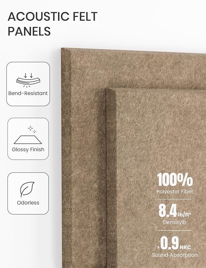 28" x 18" Felt Bulletin Board Tiles, 4-Compartment, Taupe | 6-Pack Cork Board Alternative, 30 Adhesive Tabs, Push Pin Board, Wall Decor, Office, Home, Classroom, Dorm