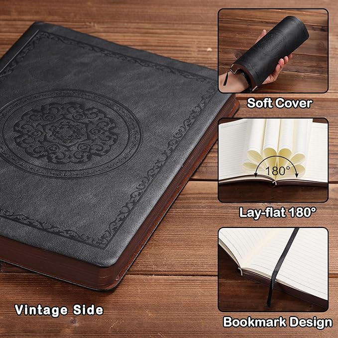 2026 Leather Vintage Journal Notebook,300 Pages,Leather Softcover Lined Journal Notebooks for Women Men,Notebook Journals for Writing Travel,Business,Office,8.5'' X 11.3''