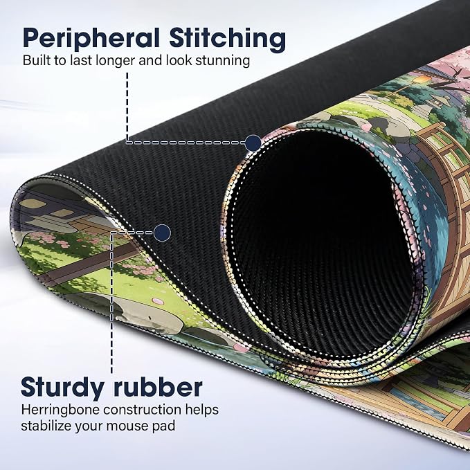 Durable Desk Pad 31.5x15.7 Inch - Thick XXL Mouse Pad, Bridge | Anti Fray Stitched Edges Natural Rubber Base Smooth Fabric Top