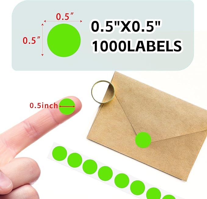 PARLAIM Round Dot Stickers 1/2 Inch Color Coding Labels on a Roll, 1000 PCS Permanent Circle Stickers in Plastic Dispenser Box for Home Office Classro
