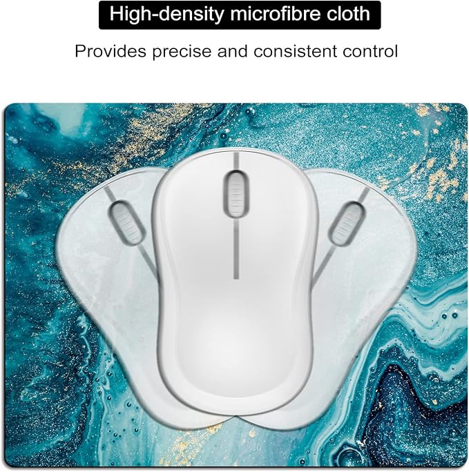 Small Mouse Pad Cute, Mini Mouse Pads for Wireless Mouse and Laptop, Travel Mousepads with Designs - Teal Alcohol Marble, Portable Mousepad - 5.5 x 7 Inch, Pretty Desk Decor for Women