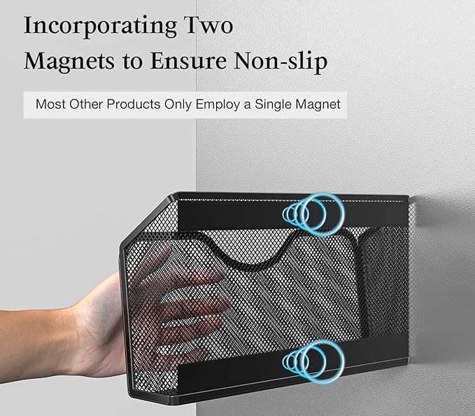 JANE EYRE Magnetic File Holder - 3PCS Paper Mail Organizer | No Drilling Strong Dual Magnets Magazine Paper Document Organizer for Cabinets Office Classroom Whiteboard