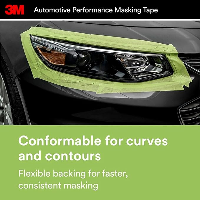 3M Automotive Refinish Masking Tape, 06654, 36 mm x 55 m, 1 Roll