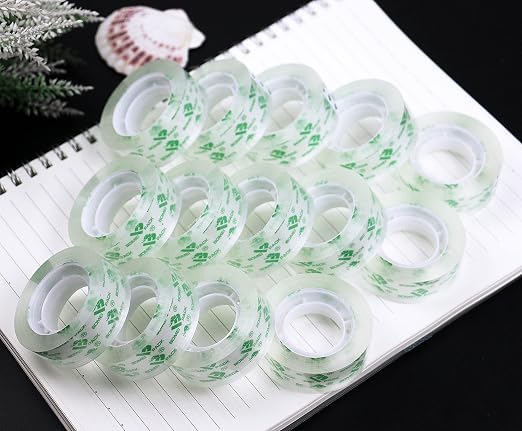 BOMEI PACK 72Rolls Crystal Clear Tape Refills, Bulk Transparent Tape for Dispenser, Office Tape for Home and School, 3/4Inch x 1000 inch